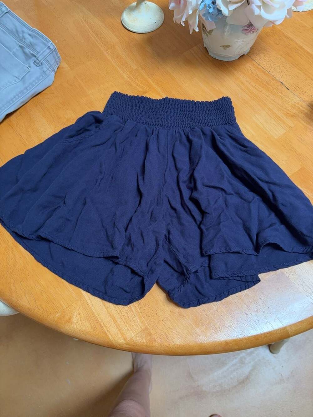 Final Touch Navy Blue Smocked Waist Skirt Size M